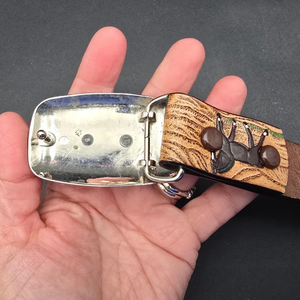 Nocona Belt Co Kids Western Tooled Leather Horse Scene Belt Buckle N4414002-28